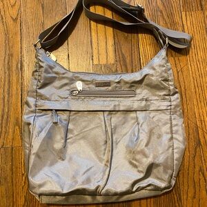 Baggallini Metallic Silver Gray Crossbody Bag